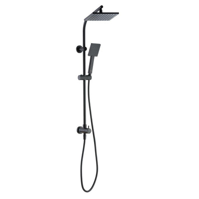 Modern Wall Bar Shower Kit 1-Spray 8 in. Square Rain Shower Head with Hand Shower in Matte Black (Valve Not Included) - Super Arbor