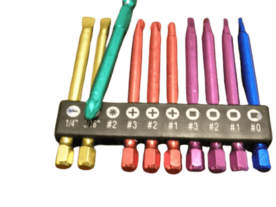 WARRIOR 3 in. Color Coded Power Bit Set, 10 Piece - Super Arbor