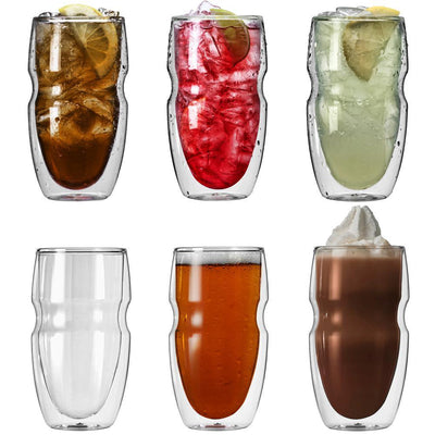 Serafino Double Wall 16 oz. Iced Tea and Coffee Insulated Drinking Glasses (Set of 6) - Super Arbor