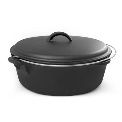 6 qt. Round Cast Iron Dutch Oven in Black with Lid - Super Arbor