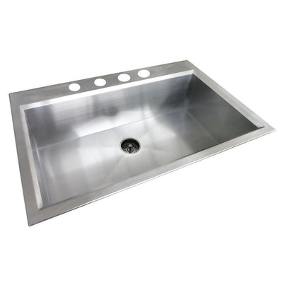 Dual Mount Stainless Steel 33 in. 4-Hole Single Bowl Kitchen Sink in Satin Finish - Super Arbor