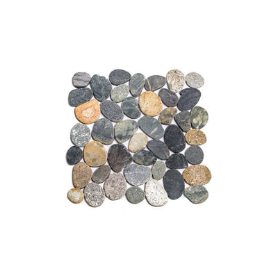 Cruz Bay Sliced Pebble Tile River Grey 11-1/2 in. x 11-1/2 in. x 9.5 mm Mesh-Mounted Mosaic Tile (10.12 sq. ft. / case)