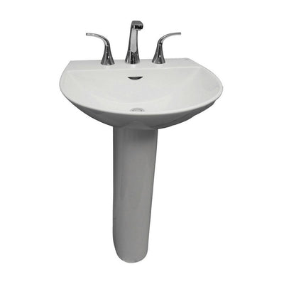 Barclay Products Reserva 600 22 in. Pedestal Combo Bathroom Sink for 8 in. Widespread in White - Super Arbor