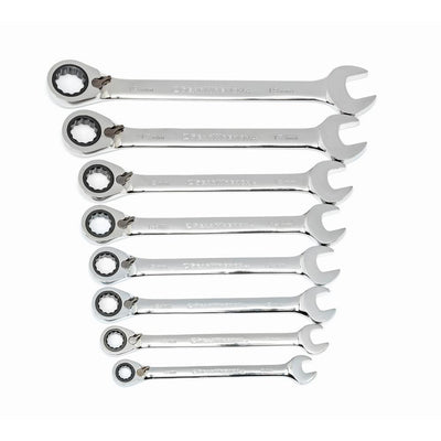 Metric Reversible Combination Ratcheting Wrench Set (8-Piece) - Super Arbor