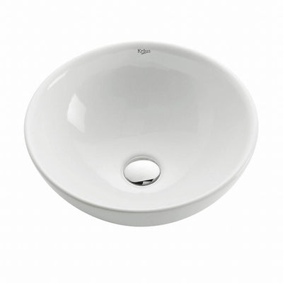 KRAUS Soft Round Ceramic Vessel Bathroom Sink in White - Super Arbor