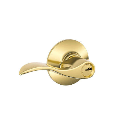 Schlage Accent Bright Brass Entry Lockset ANSI Grade 2 1-3/4 in.