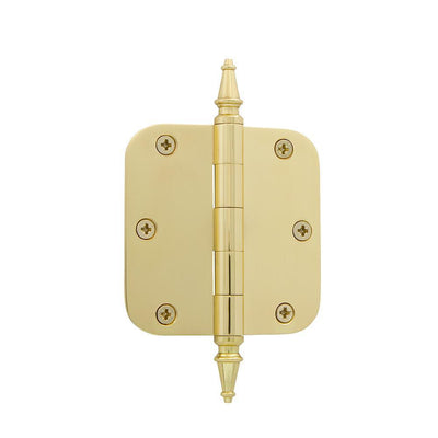 3.5 in. Polished Brass Steeple Tip Residential Hinge with 5/8 in. Radius Corners - Super Arbor