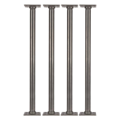 1 in. x 2 ft. L Black Steel Pipe Square Flange Table Leg Kit (Set of 4) - Super Arbor