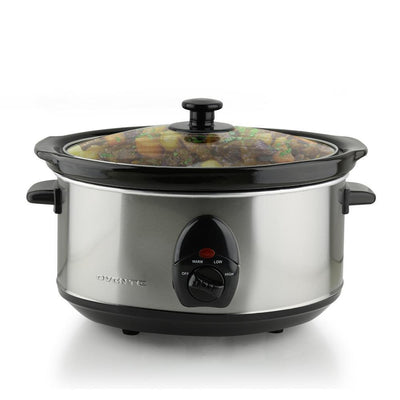 3.7 Qt. Stainless Steel Electric Slow Cooker with Heat-Tempered Glass Lid, Adjustable Temperature Control, (SLO35ABR) - Super Arbor