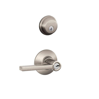 Satin Nickel Single Cylinder Deadbolt with Latitude Entry Door Lever Combo Pack - Super Arbor