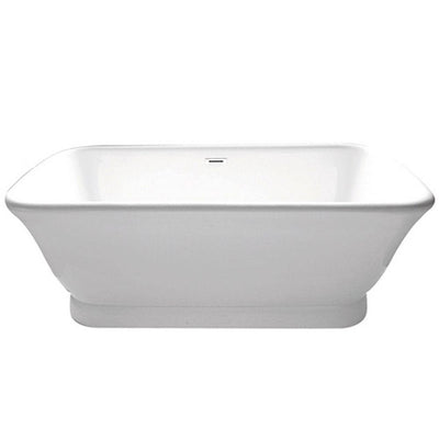 Large Modern 71 in. Acrylic Center Drain Double Ended Flatbottom Non-Whirlpool Freestanding Bathtub in White - Super Arbor