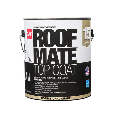 Roof Mate Top Coat 1 Gal. White Acrylic Reflective Elastomeric Roof Coating (15-Year Limited Warranty) - Super Arbor