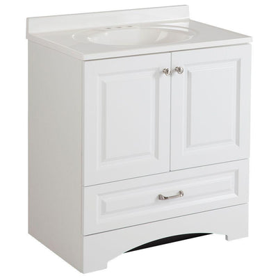 Lancaster 30 in. W Bath Vanity in White with Cultured Marble Vanity Top in White - Super Arbor