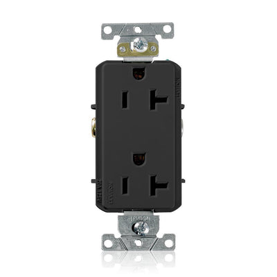 Decora Plus 20 Amp Industrial Grade Duplex Outlet, Black - Super Arbor