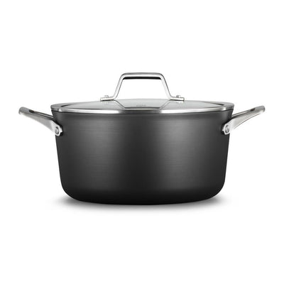 Premier 6 qt. Hard-Anodized Aluminum Nonstick Stock Pot in Black with Glass Lid - Super Arbor