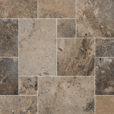 Silver Pattern Tumbled Travertine Paver Kit (10-Kits/160 Sq. ft. / Pallet) - Super Arbor