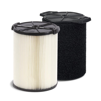 Standard Pleated Paper Filter and Wet Application Foam Filter for Most 5 Gal. and Larger RIDGID Wet/Dry Shop Vacuums - Super Arbor