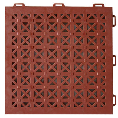 Greatmats StayLock Perforated Terra Cotta 12 in. x 12 in. x 0.56 in. PVC Plastic Interlocking Outdoor Floor Tile (Case of 26)