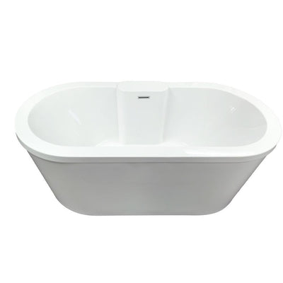 Eveline 72 in. Flatbottom Freestanding Air Bath Bathtub in White - Super Arbor