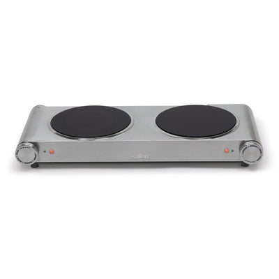 Double Burner 7.4 in. Stainless Steel Electric Portable Infrared Cooktop - Super Arbor