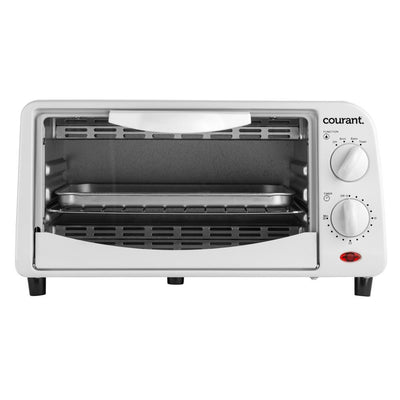 4-Slice White Countertop Toaster Oven with Bake and Broil Functions and 30-Minute Timer - Super Arbor