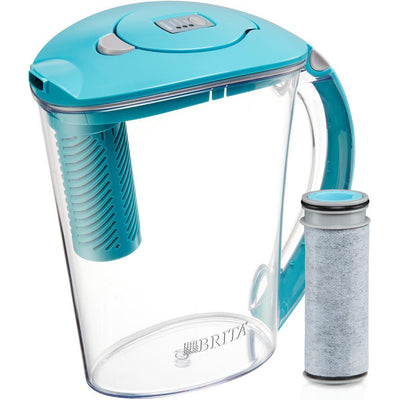 Stream Rapids 10-Cup Filter as You Pour Water Pitcher in Lake Blue with Water Filter, BPA Free - Super Arbor