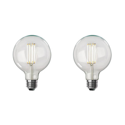 Feit Electric 100-Watt Equivalent G40 Dimmable LED Clear Glass Vintage Straight Filament Edison Light Bulb Soft White (2-Pack)