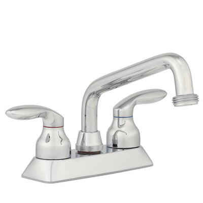 Coralais 4 in. 2-Handle Low-Arc Utility Sink Faucet in Polished Chrome with Threaded Spout - Super Arbor
