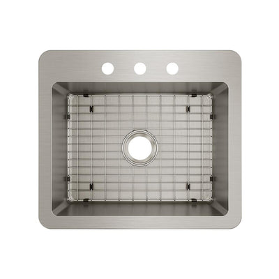 Avenue Stainless Steel Drop-In/Undermount 25 in. Single Bowl Kitchen Sink with Bottom Grid - Super Arbor