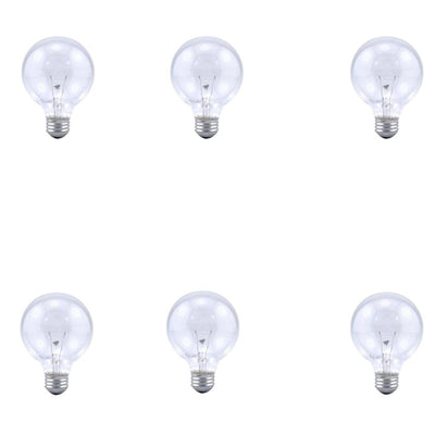Sylvania 40-Watt Incandescent G25 Clear Globe Light Bulb (6-Pack) - Super Arbor