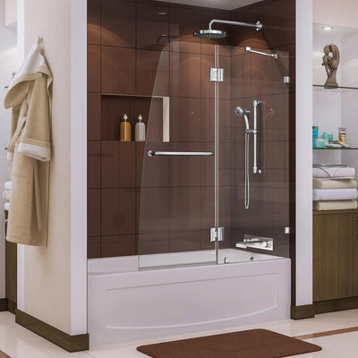 Aqua Lux 48 in. x 58 in. Frameless Hinged Tub Door in Chrome - Super Arbor