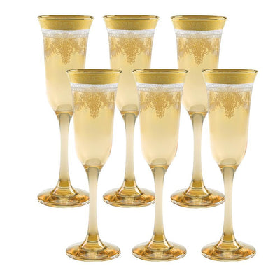 Amber Flutes with Gold Band (Set of 6) - Super Arbor