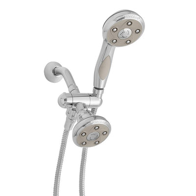 3-spray 3.5 in. Dual Shower Head and Handheld Shower Head in Polished Chrome - Super Arbor