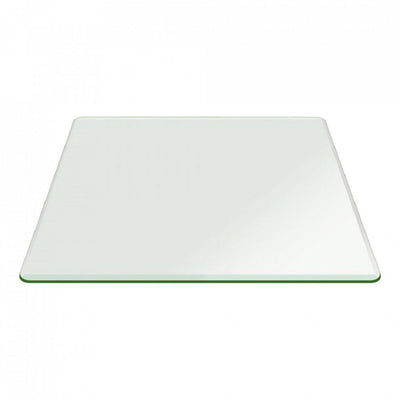 16 in. Clear Square Glass Table Top 1/2 in. Thick Bevel Polish Tempered Glass Table Top Radius Corners - Super Arbor