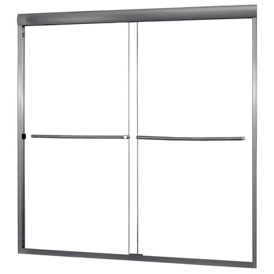 Cove 60 in. x 60 in. Semi-Framed Sliding Bathtub Door in Brushed Nickel with 1/4 in. Clear Glass - Super Arbor