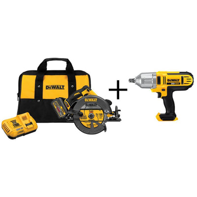 FLEXVOLT 60-Volt MAX Lithium-Ion Cordless Brushless 7-1/4 in. Circular Saw with Battery and Bonus 1/2 in. Impact Wrench - Super Arbor