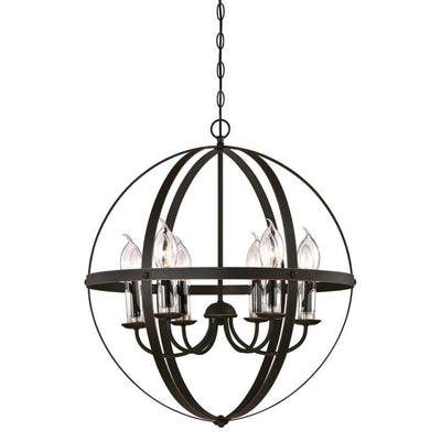 Stella Mira 6-Light Oil Rubbed Bronze with Highlights Outdoor Hanging Chandelier - Super Arbor