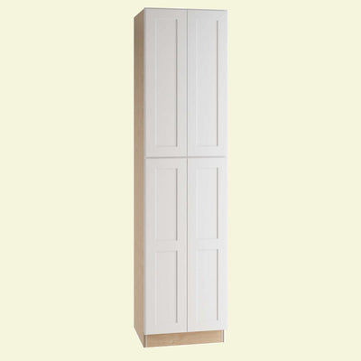 Newport Assembled 24x90x24 in. Plywood Shaker Utility Kitchen Cabinet Soft Close in Painted Pacific White - Super Arbor