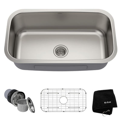 Premier Undermount Stainless Steel 31 in. Single Bowl Kitchen Sink - Super Arbor