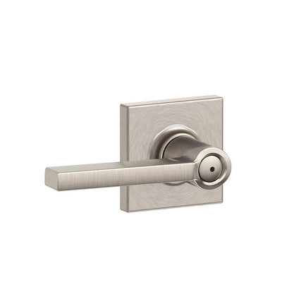 Latitude Satin Nickel Privacy Bed/Bath Door Lever with Collins Trim - Super Arbor