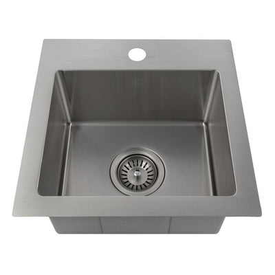 Pro Series 15 in. Topmount Single Bowl Bar Kitchen Sink in Stainless Steel - Super Arbor