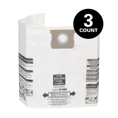 15 Gal. to 22 Gal. Dust Collection Bags for Genie and Shop-Vac Wet/Dry Vacuums (3-Pack) - Super Arbor