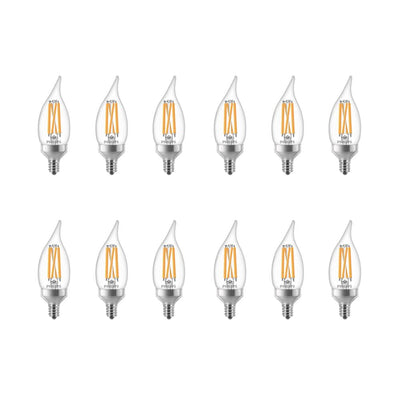 Philips 75-Watt Equivalent BA11 Dimmable Warm Glow Dimming Effect LED Candle Light Bulb Bent Tip E12 Soft White 2700K (12-Pack) - Super Arbor