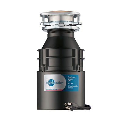 InSinkErator Badger 5XP 3/4 HP Continuous Feed Garbage Disposal with Power Cord - Super Arbor