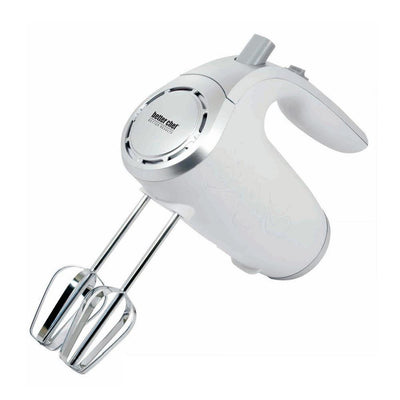 5-Speed 150-Watt White Hand Mixer with Silver Accents - Super Arbor