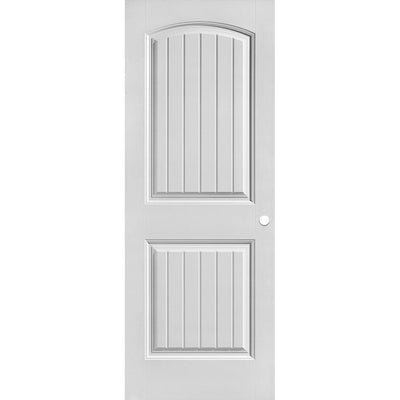 30 in. x 80 in. Cheyenne Smooth 2-Panel Camber Top Plank Hollow Core Primed Composite Interior Door Slab - Super Arbor