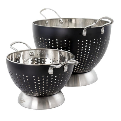 Crossen in Black Stainless Steel Colander Set (2-Piece) - Super Arbor