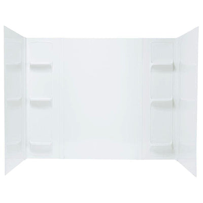 Durawall 42 in. x 72 in. x 58 in. 5-Piece Easy Up Adhesive Bath Tub Surround in White - Super Arbor