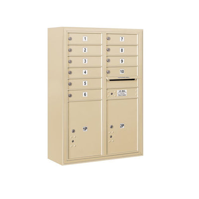 3800 Horizontal Series 10-Compartment with 2-Parcel Locker Surface Mount Mailbox - Super Arbor