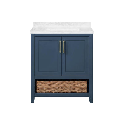 Newhall 30 in. W x 22 in. D Bath Vanity in Grayish Blue with Cultured Marble Vanity Top in White with White Basin - Super Arbor